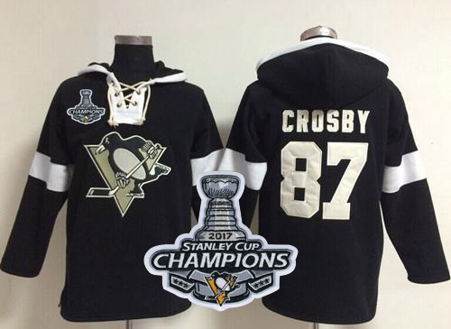 Penguins #87 Sidney Crosby Black Stanley Cup Finals Champions NHL Pullover Hoodie - Click Image to Close